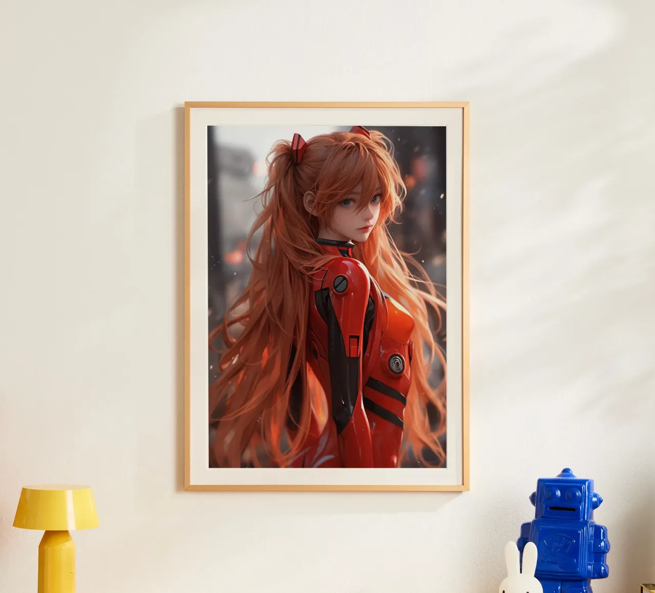 Asuka Langley Soryu Neon Genesis Evangelion poster con telaio in legno da Fleur de Lys