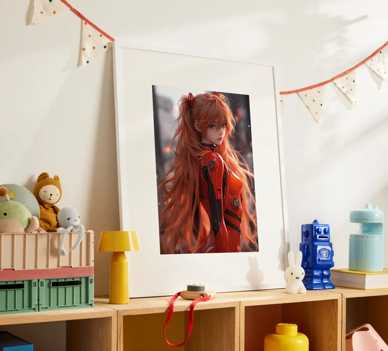 Asuka Langley Soryu Neon Genesis Evangelion poster con telaio in legno da Fleur de Lys