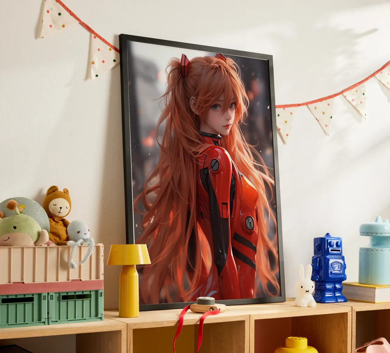 Asuka Langley Soryu Neon Genesis Evangelion poster con telaio in legno da Fleur de Lys