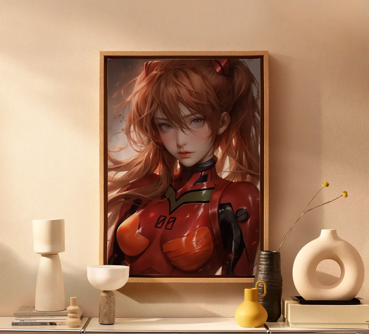 Asuka Langley Soryu Neon Genesis Evangelion canvas with Floater frame by Fleur de Lys