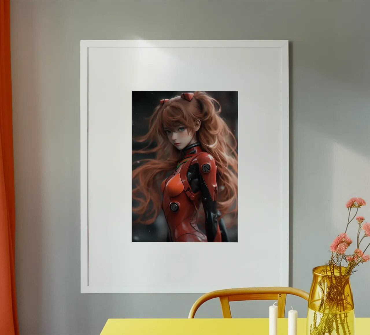Asuka Langley Soryu Neon Genesis Evangelion poster con telaio in legno da Fleur de Lys