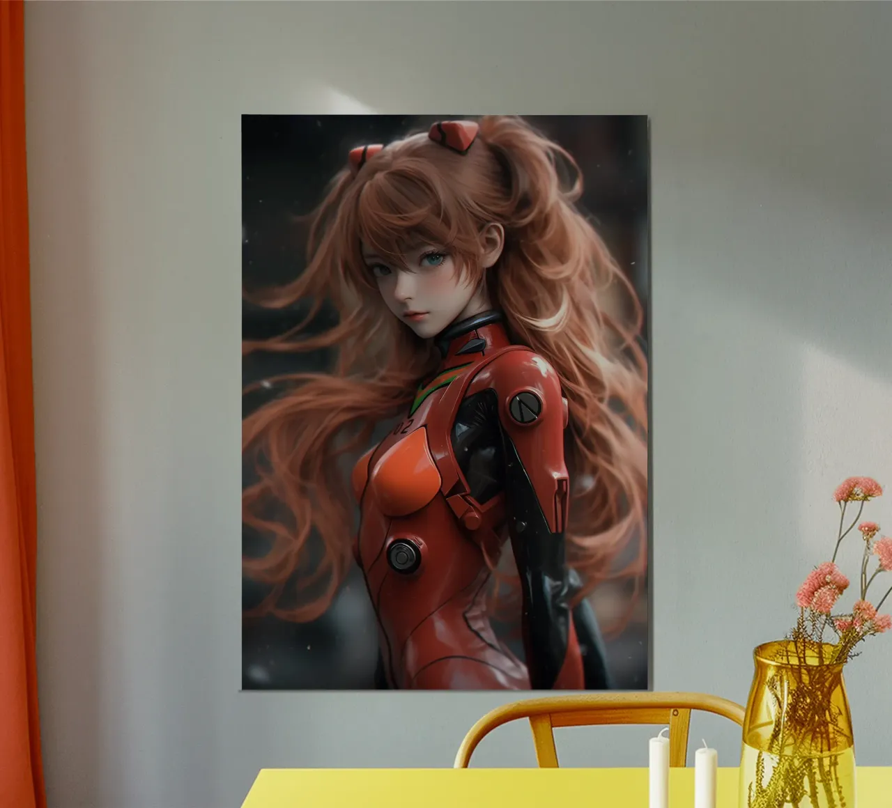 Asuka Langley Soryu Neon Genesis Evangelion poster con telaio in legno da Fleur de Lys