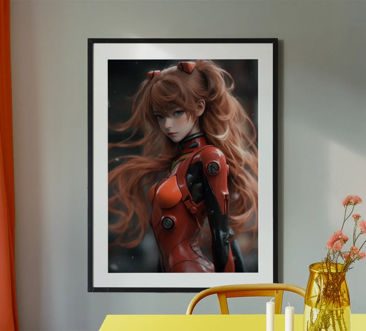 Asuka Langley Soryu Neon Genesis Evangelion poster con telaio in legno da Fleur de Lys