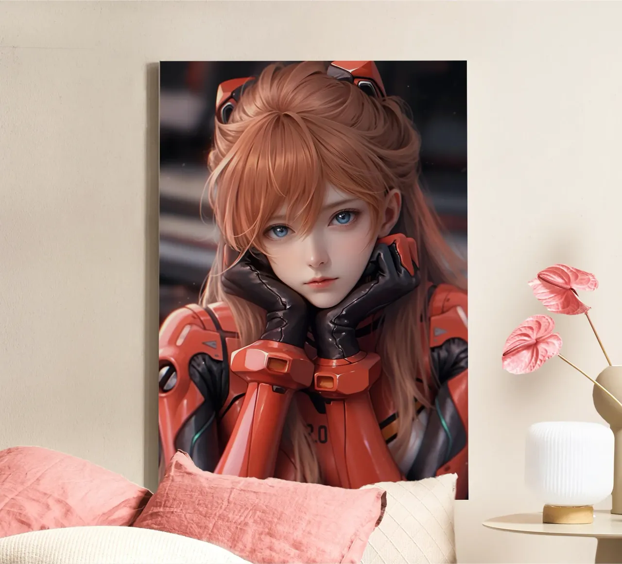 Asuka Langley Soryu Neon Genesis Evangelion canvas with Floater frame by Fleur de Lys