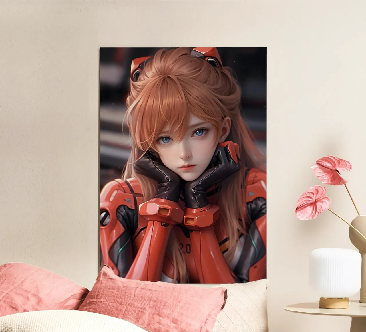 Asuka Langley Soryu Neon Genesis Evangelion poster con telaio in legno da Fleur de Lys