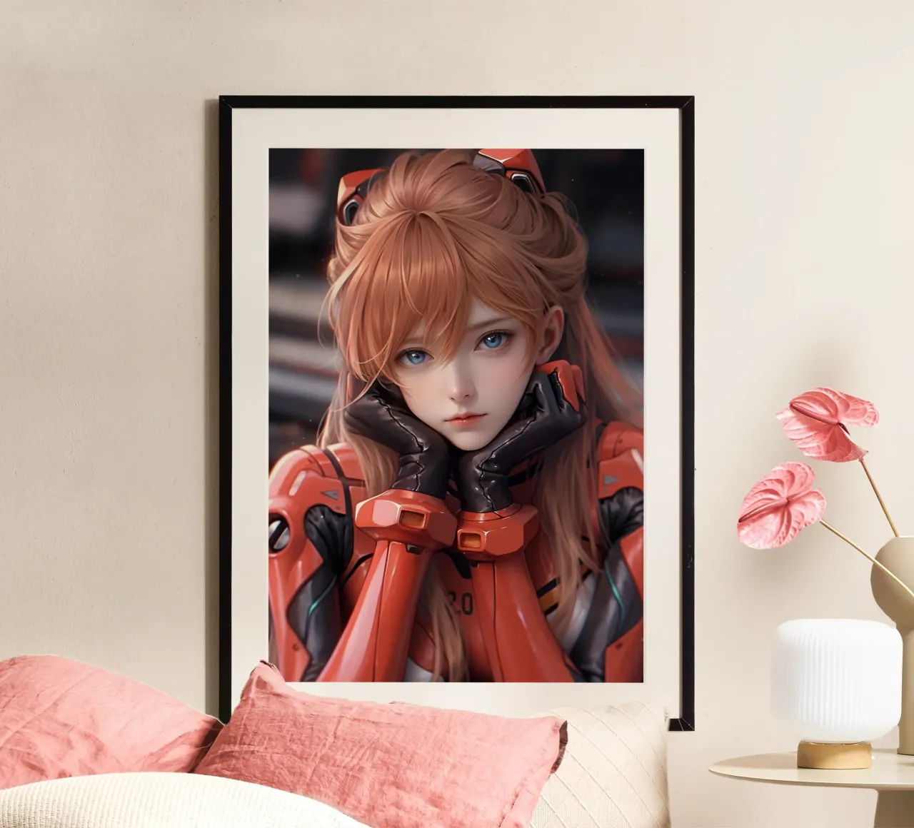 Asuka Langley Soryu Neon Genesis Evangelion poster con telaio in legno da Fleur de Lys
