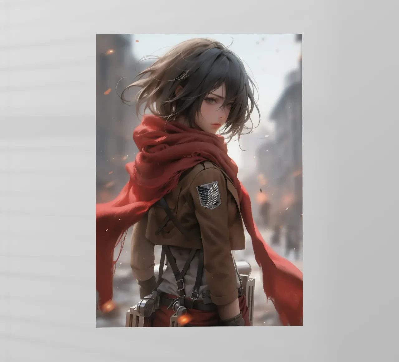 Mikasa Ackerman Attack on Titan lámina retroiluminada de Fleur de Lys