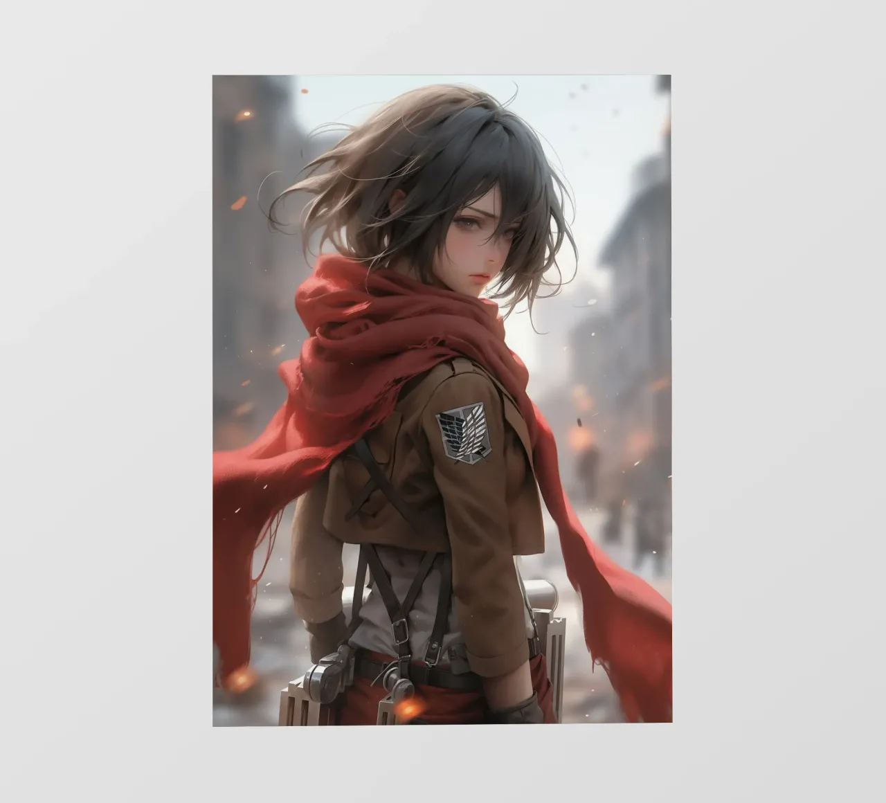 Mikasa Ackerman Attack on Titan lámina retroiluminada de Fleur de Lys