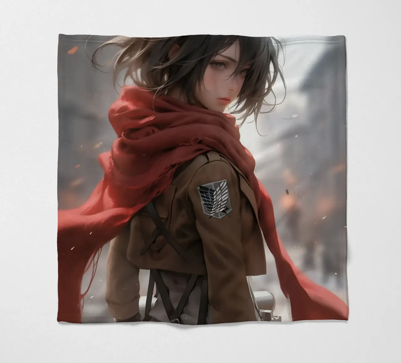 Mikasa Ackerman Attack on Titan fleece blanket by Fleur de Lys
