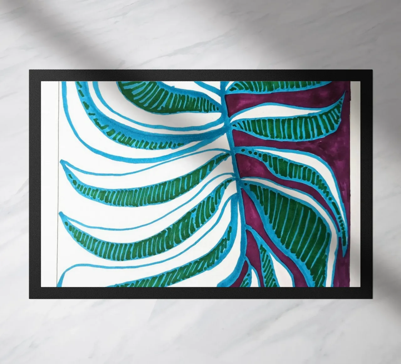 Blue Leaf 2 deurmat van sum2proveDesign