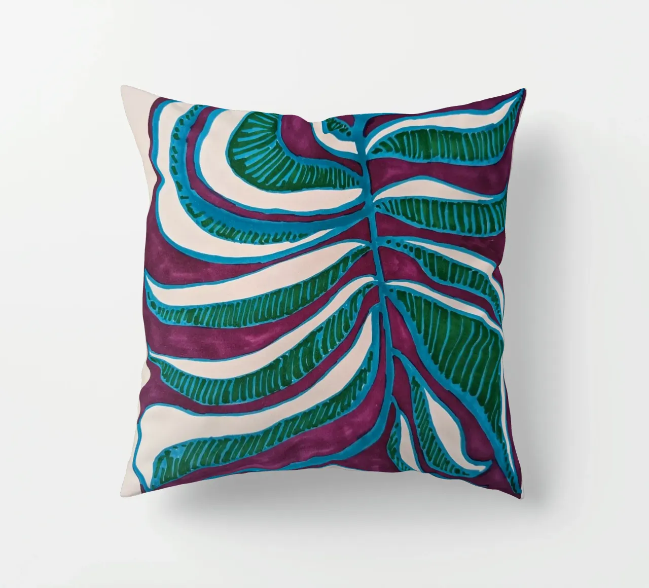 Blue Leaf 3 decorative cushion by sum2proveDesign