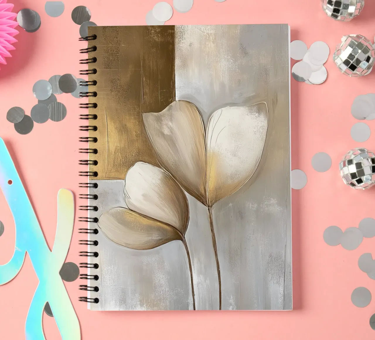 Flowers abstract spiral notebook by Pictura
