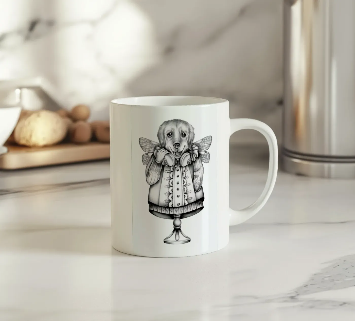 Dog ceramic mug by Maria Vdovichenko
