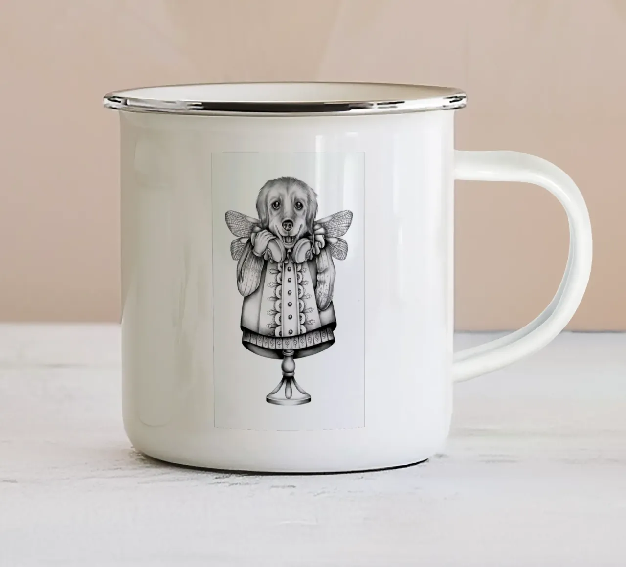 Dog tazza in smalto da Maria Vdovichenko