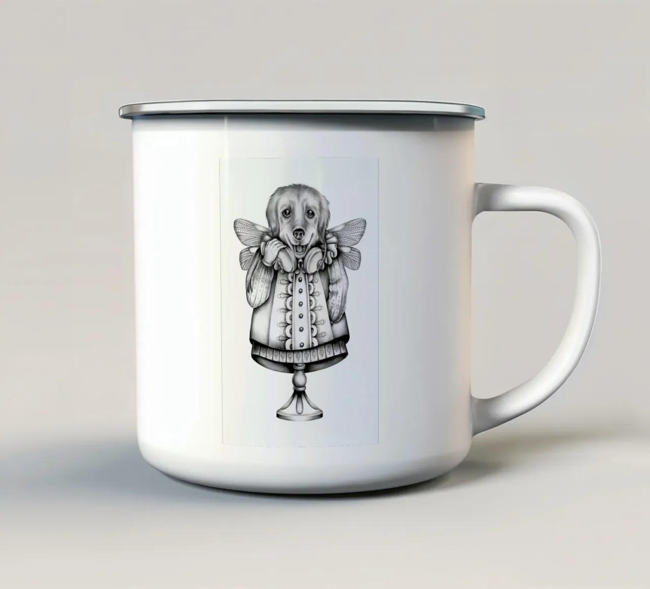 Dog tazza in smalto da Maria Vdovichenko