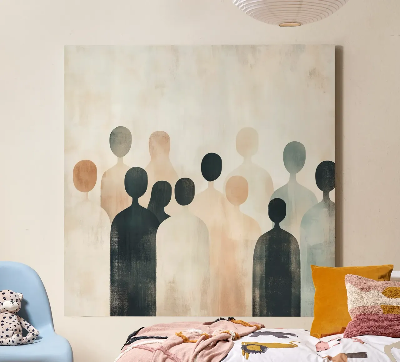 Mensen abstract canvas met Baklijst van Pictura