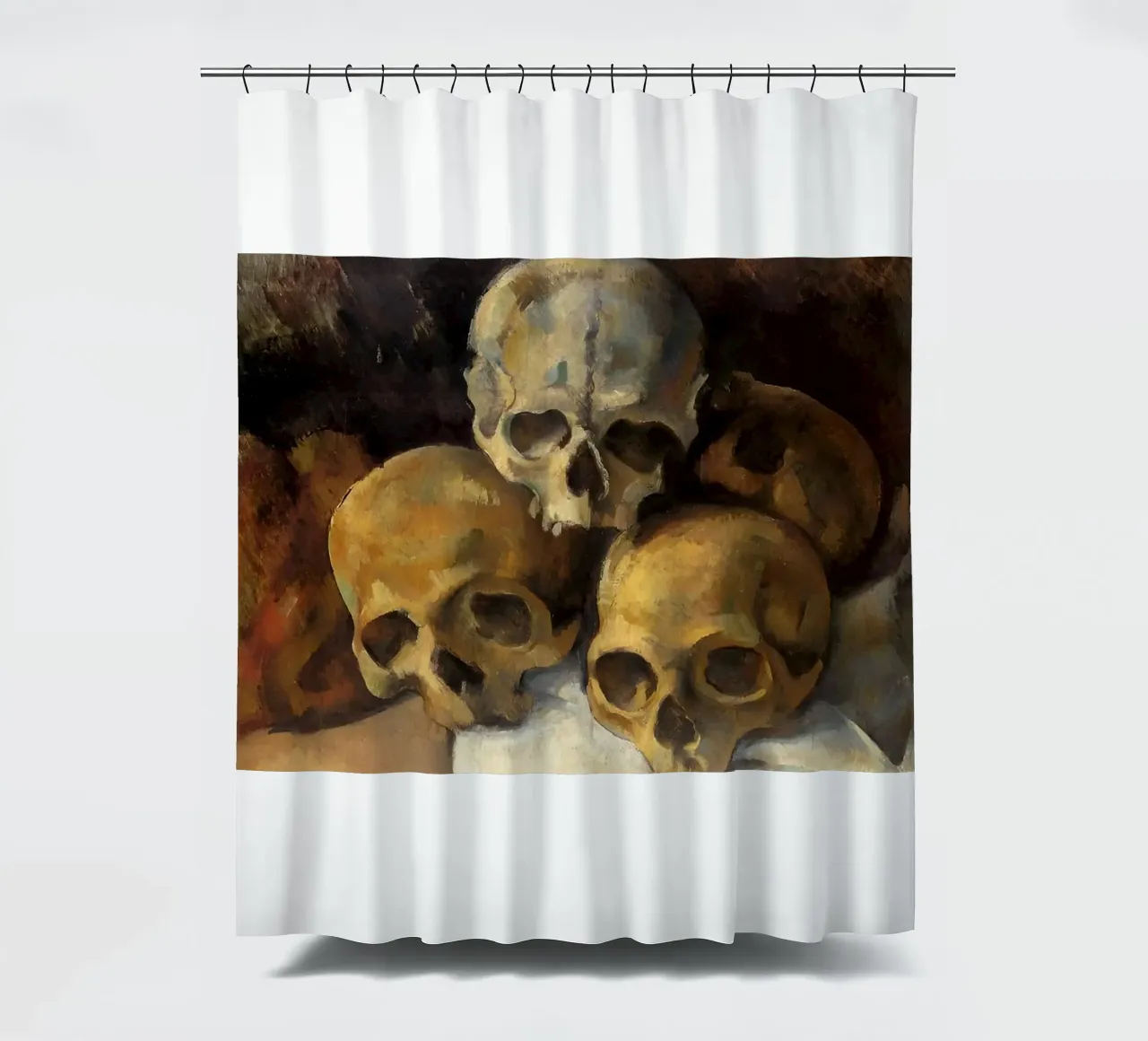 Pyramide der Totenköpfe von Paul Cézanne Duschvorhang von kaitlinparkershop