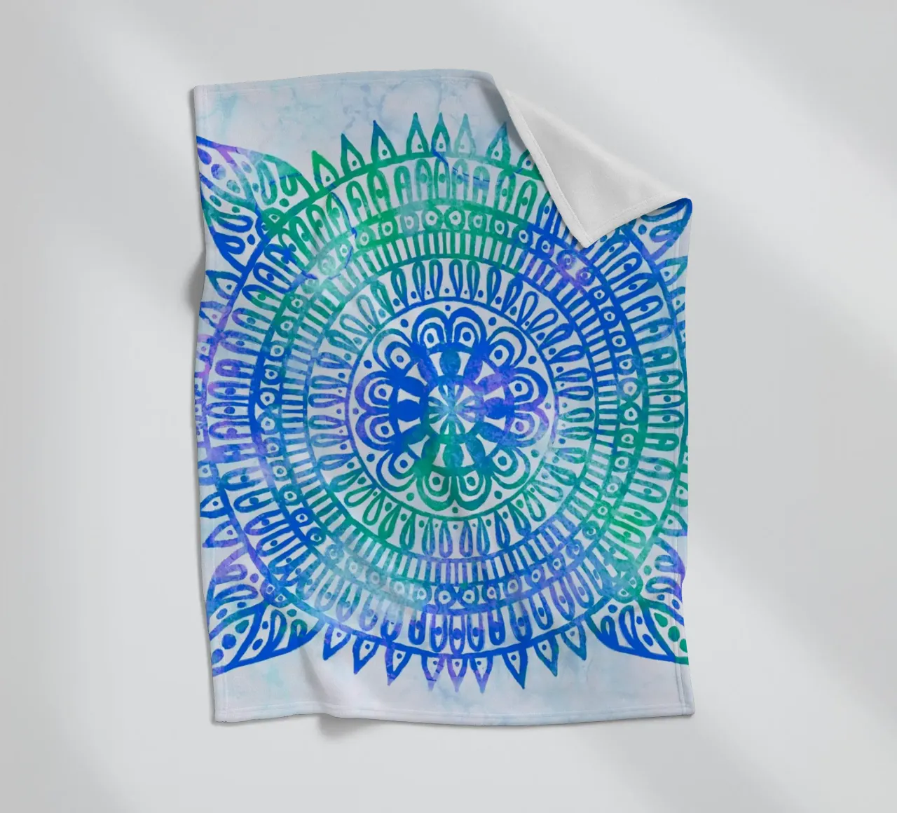Aquarell Mandala in Blau fleece blanket by Petra Lang