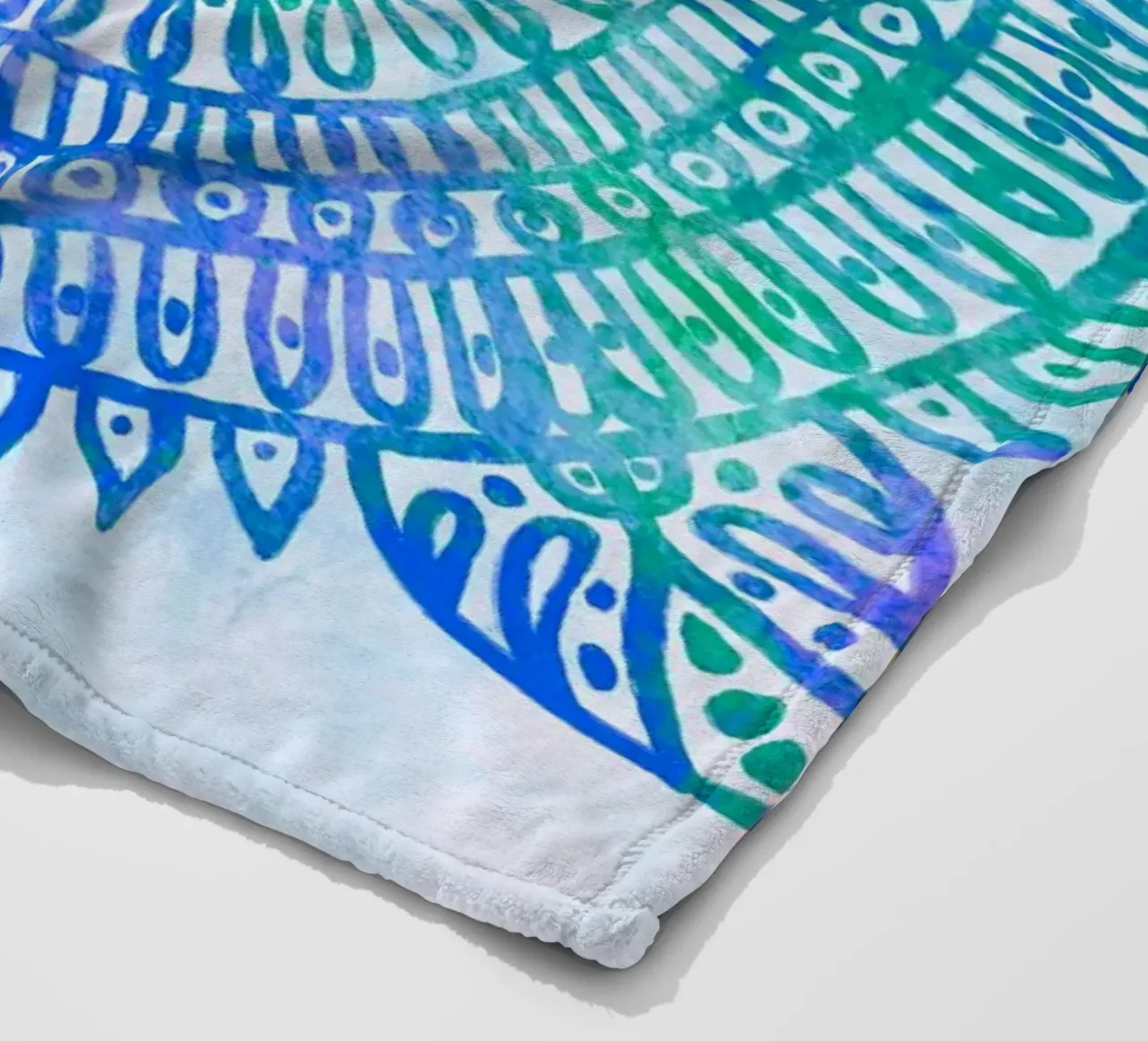 Aquarell Mandala in Blau fleece blanket by Petra Lang