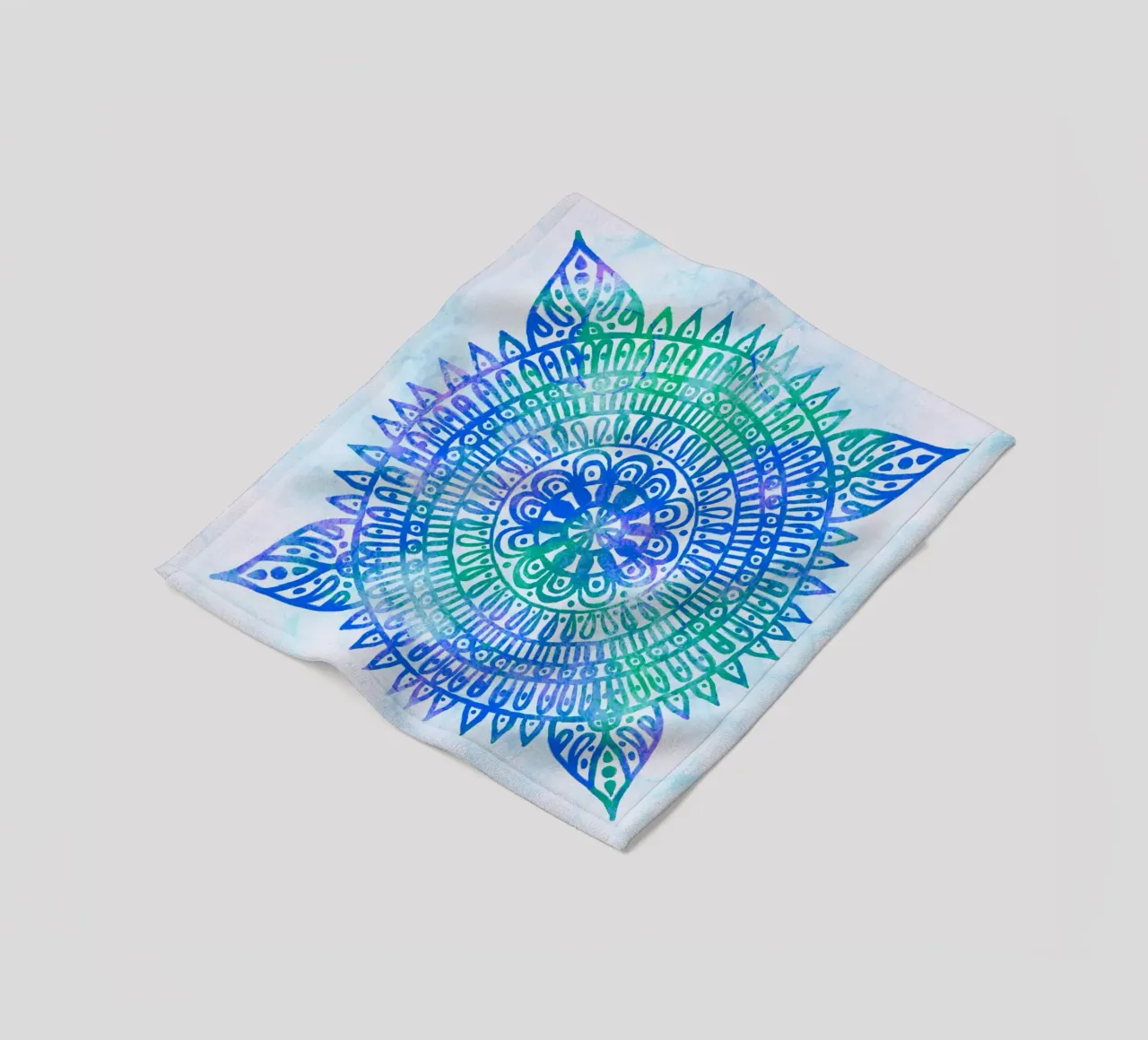 Aquarell Mandala in Blau fleece blanket by Petra Lang