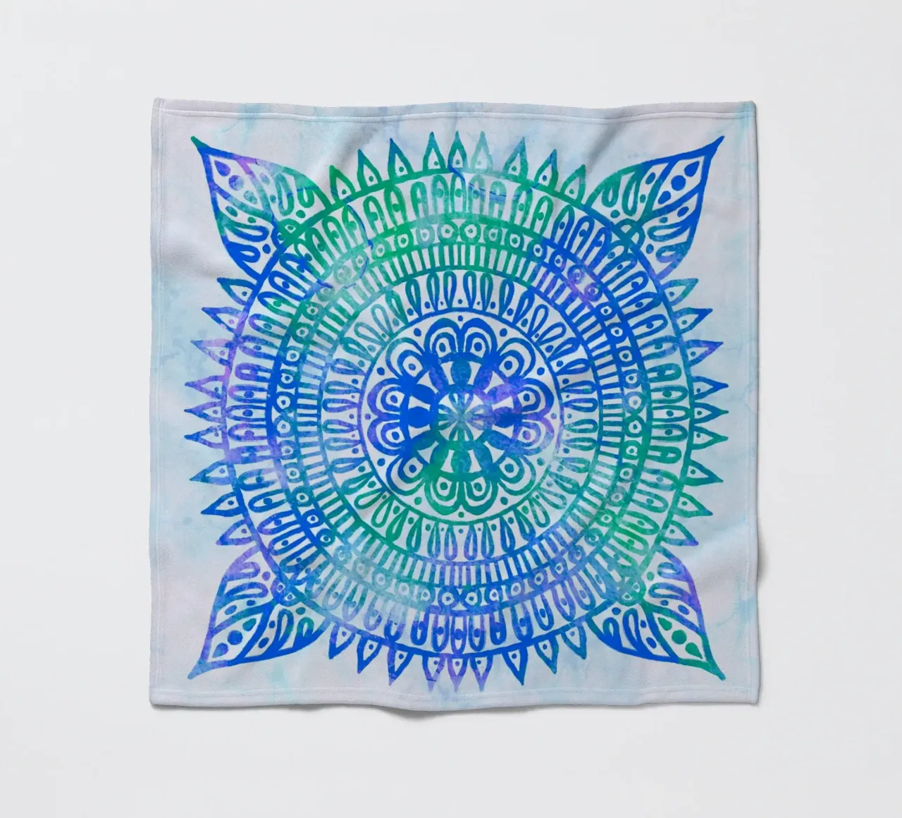 Aquarell Mandala in Blau fleece blanket by Petra Lang