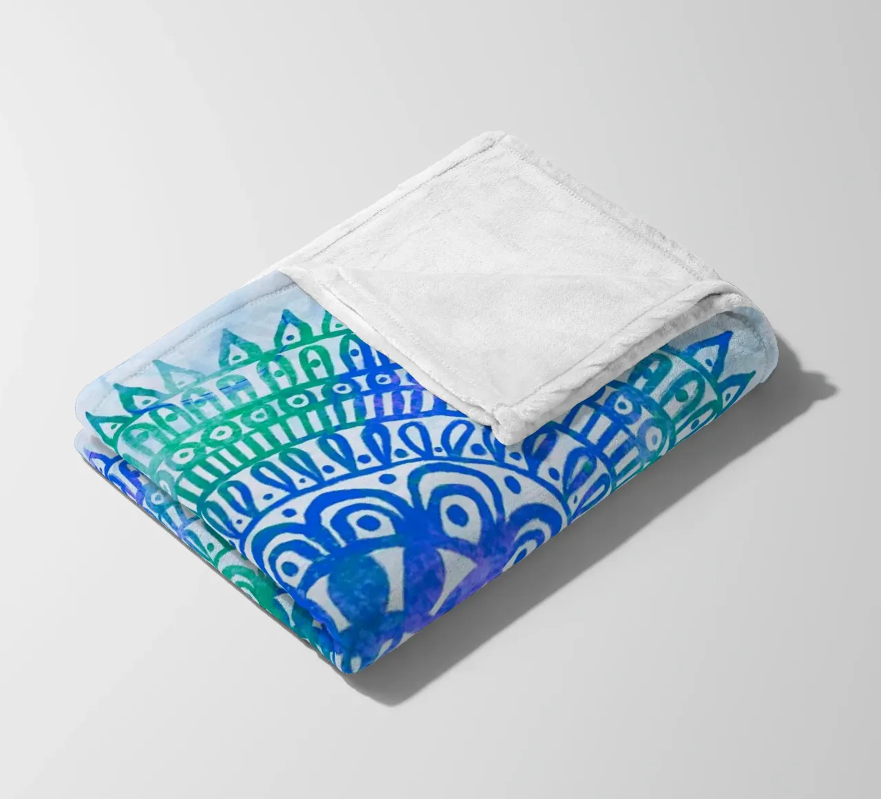 Aquarell Mandala in Blau fleece blanket by Petra Lang