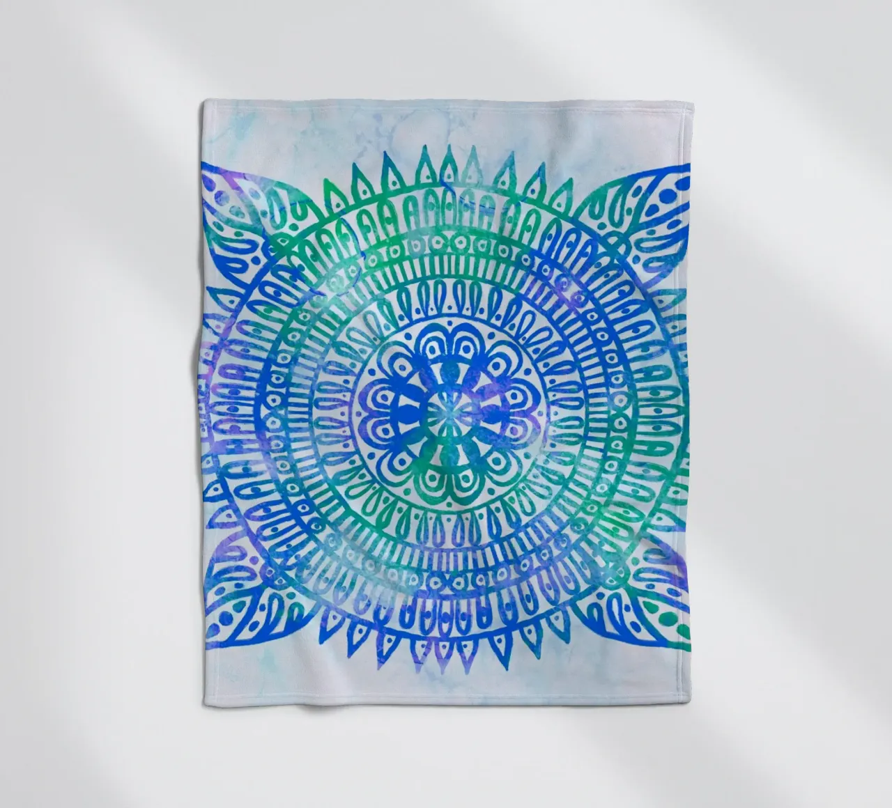 Aquarell Mandala in Blau fleece blanket by Petra Lang