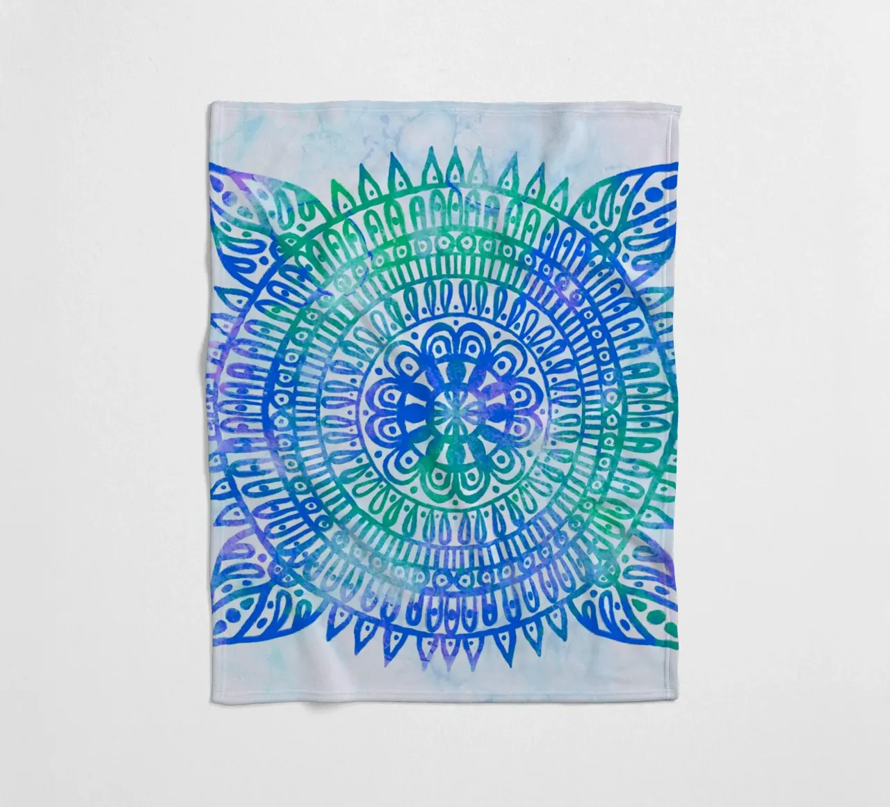 Aquarell Mandala in Blau fleece blanket by Petra Lang