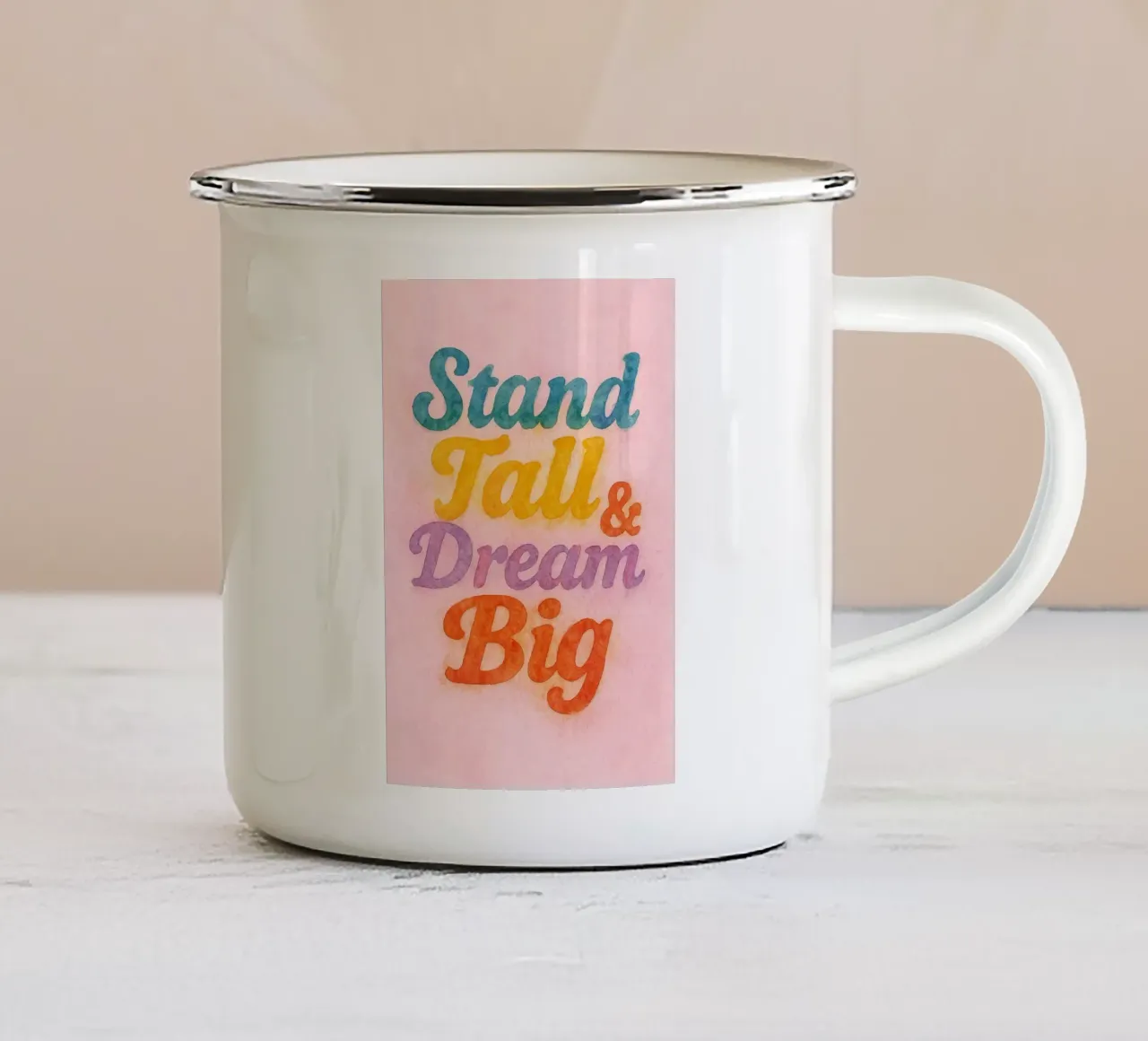 Stare in piedi e sognare in grande tazza in smalto da Britania
