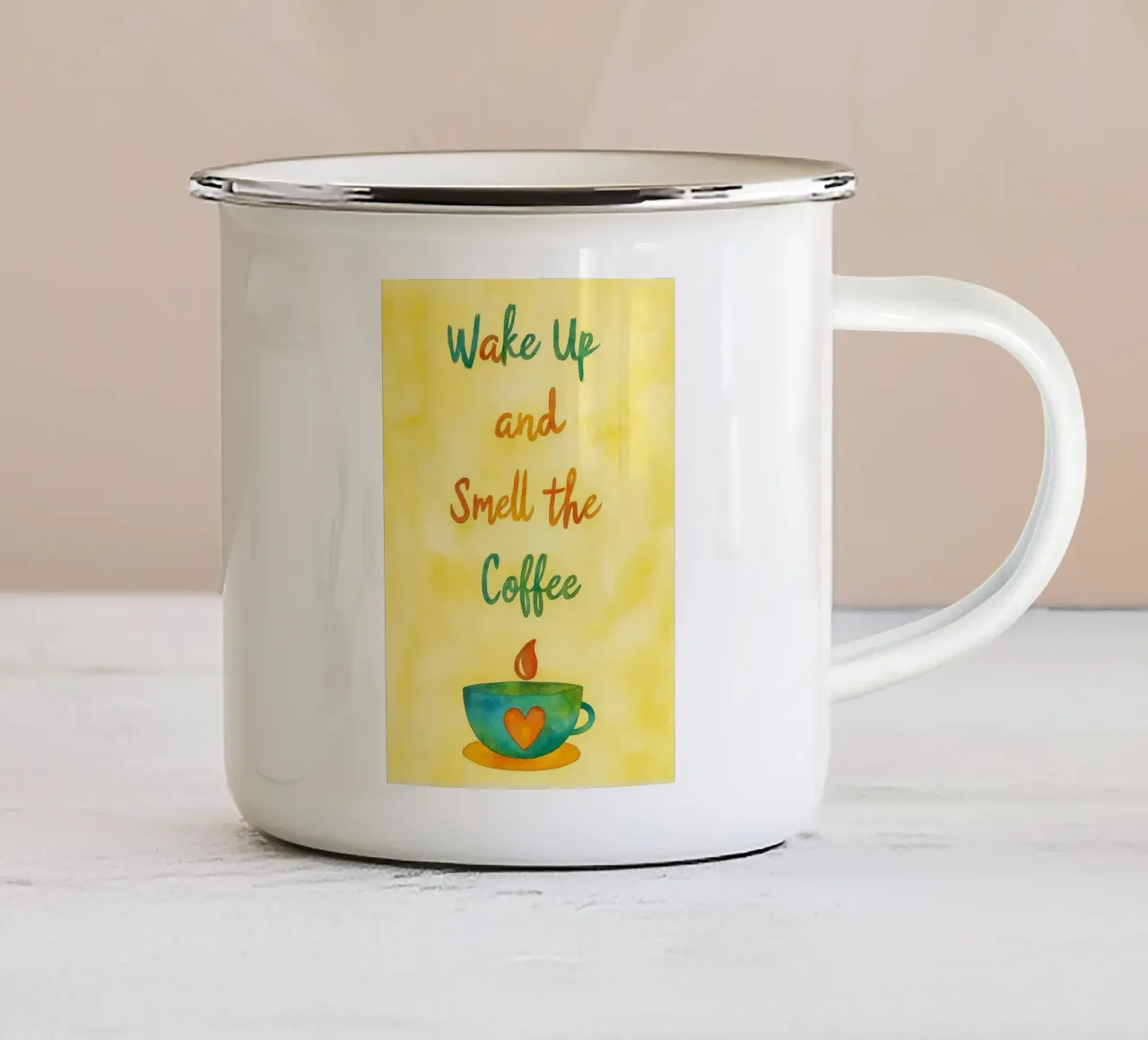 svegliarsi e sentire l'odore del caffè tazza in smalto da Britania