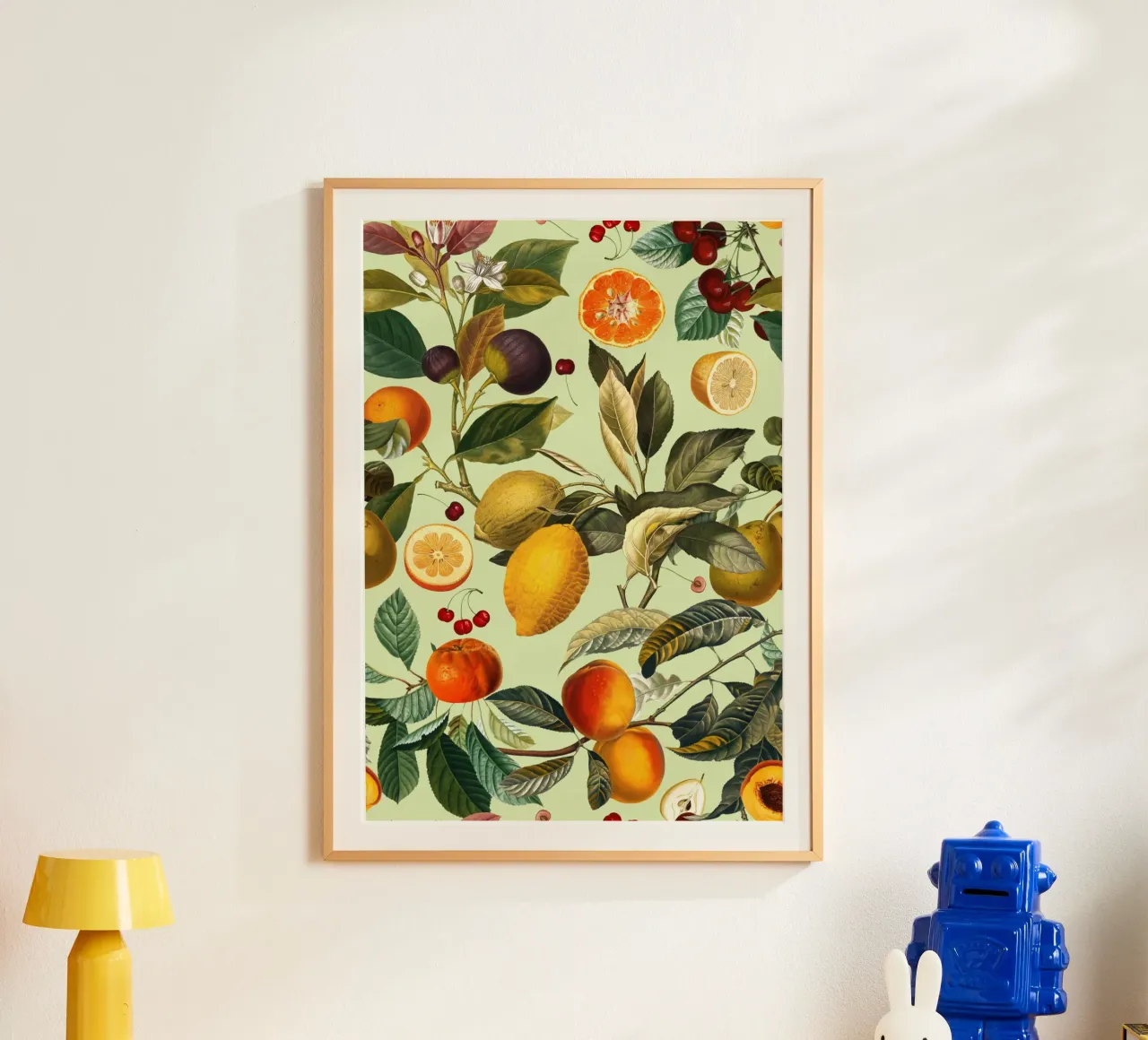 Vintage Fruit Pattern XIII poster con telaio in legno da burcukorkmazyurek