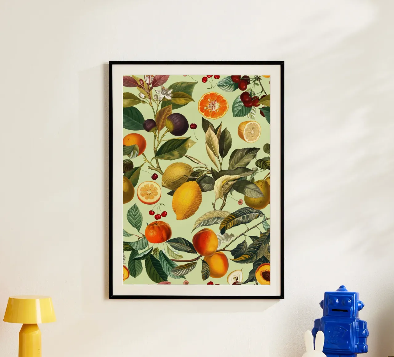 Vintage Fruit Pattern XIII poster con telaio in legno da burcukorkmazyurek