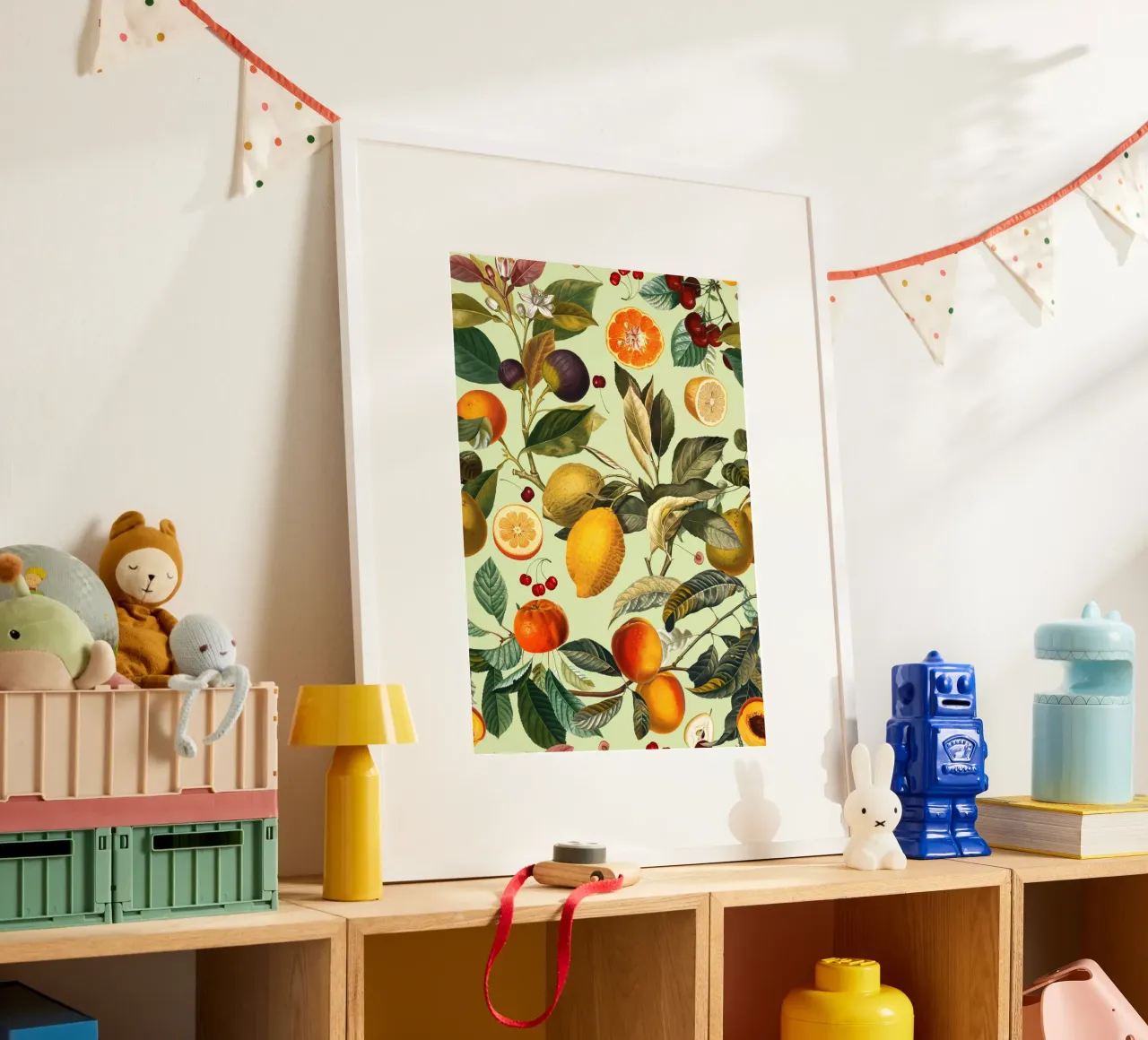 Vintage Fruit Pattern XIII poster con telaio in legno da burcukorkmazyurek