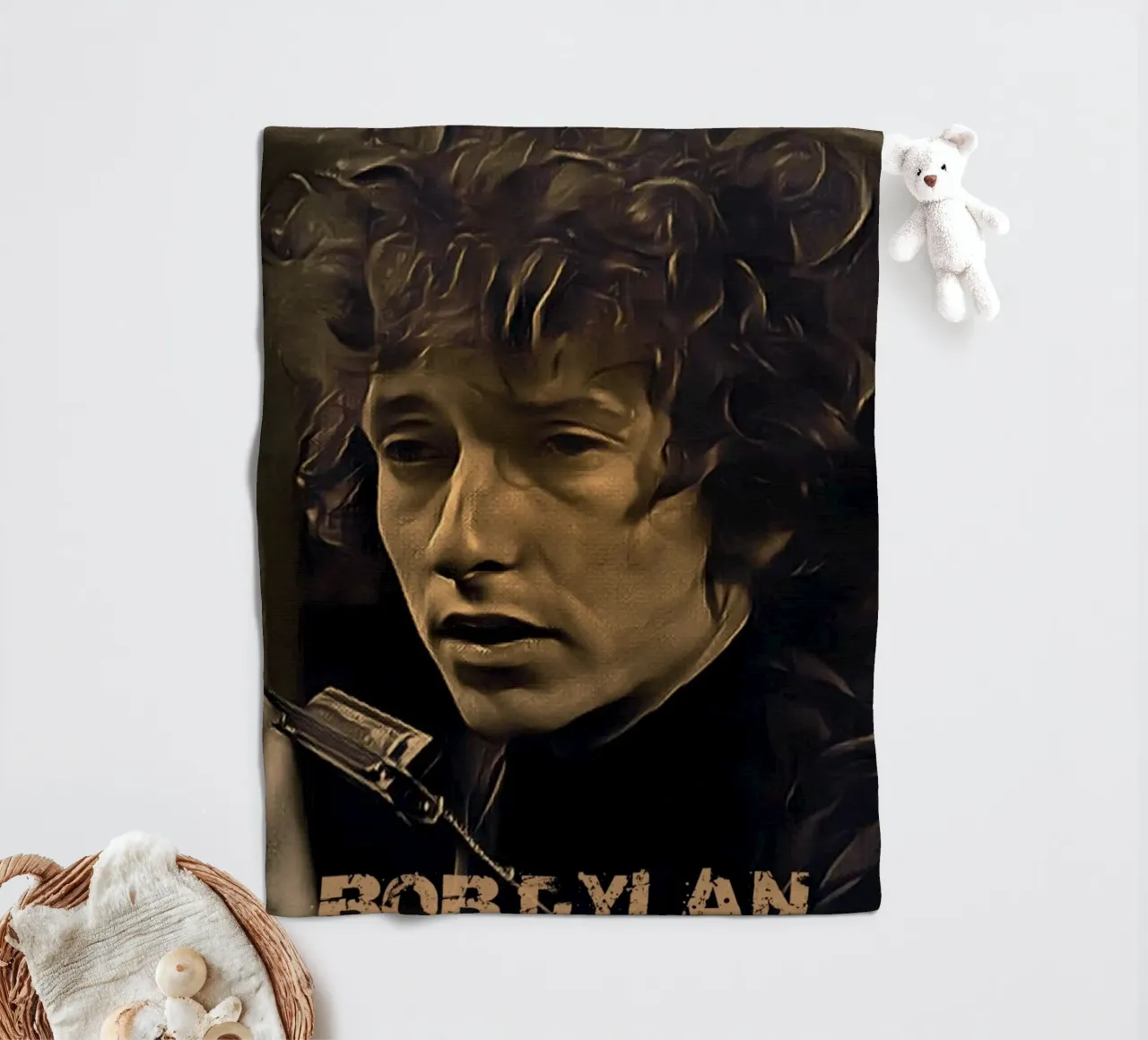 Bob Dylan vintage fleece blanket by Lembayung art