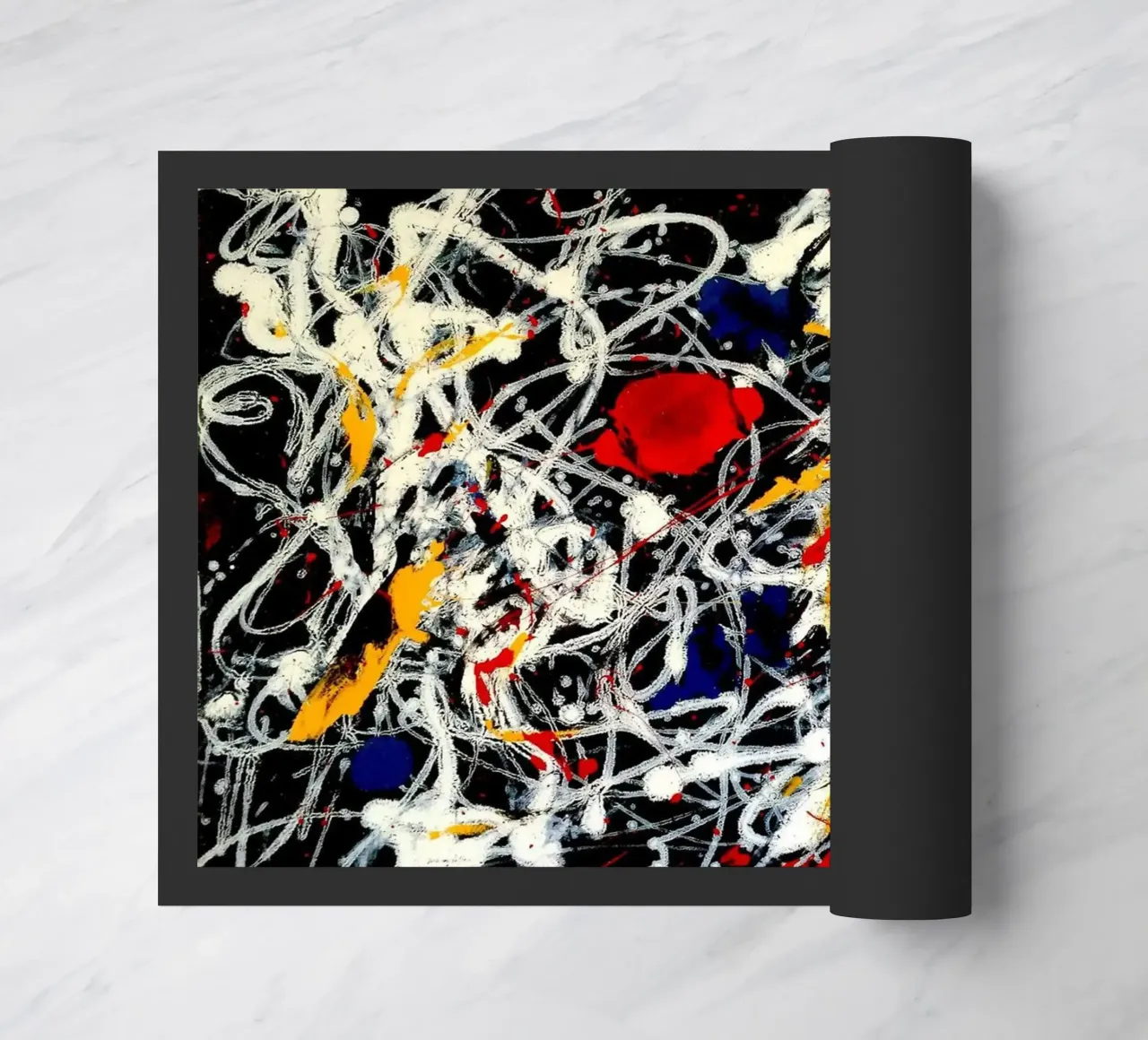 Numéro 15 - Rouge, gris, blanc, jaune paillasson de Corene Morar