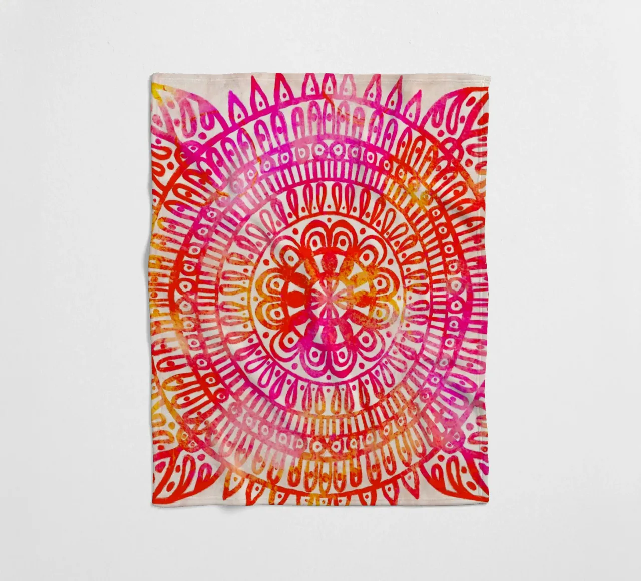 Aquarell Mandala in Rot Orange fleece blanket by Petra Lang