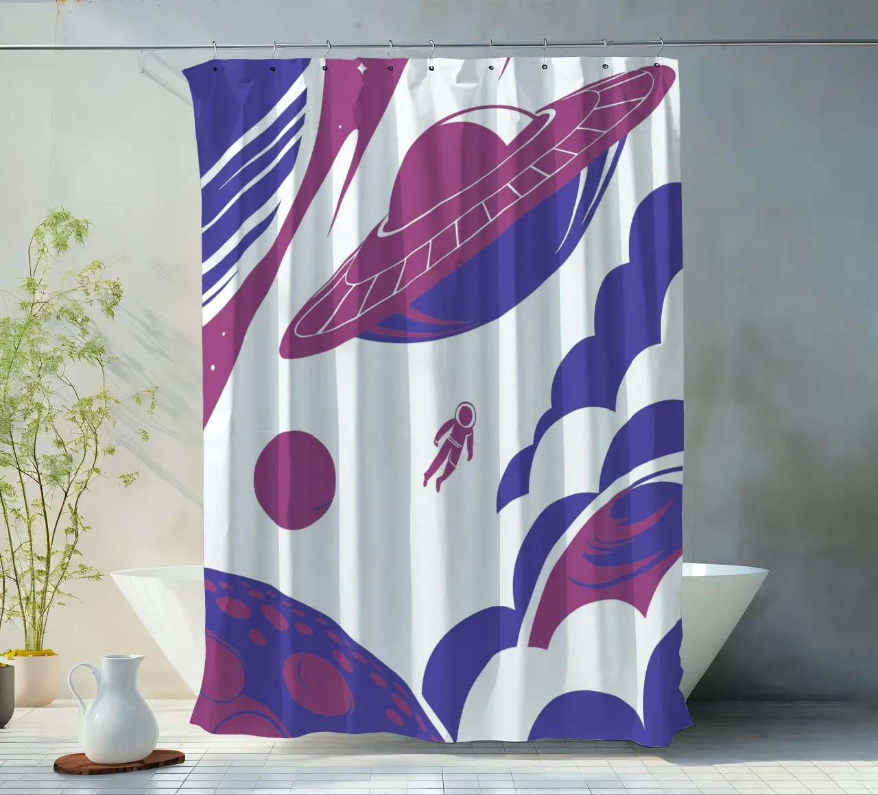 Weltraum-Astronaut Duschvorhang von STORE PRESENCE