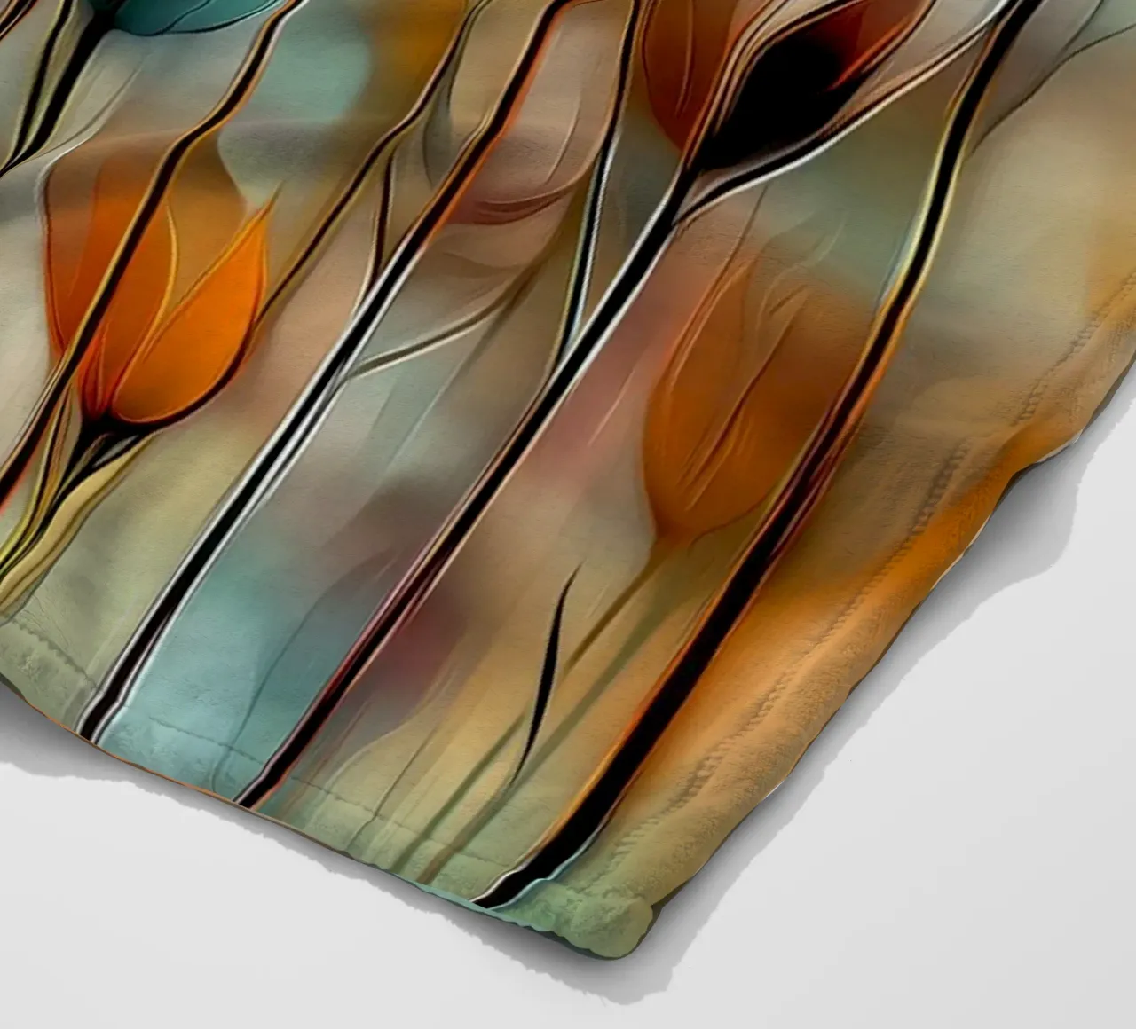 Flowers abstract fleece blanket by Pictura
