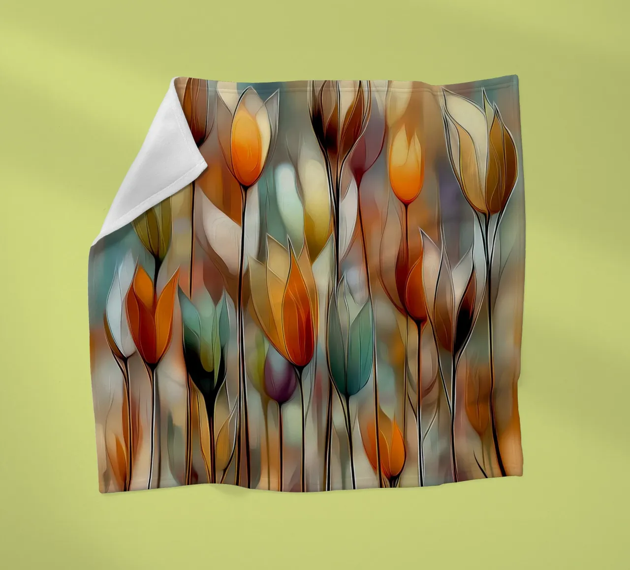 Flowers abstract fleece blanket by Pictura
