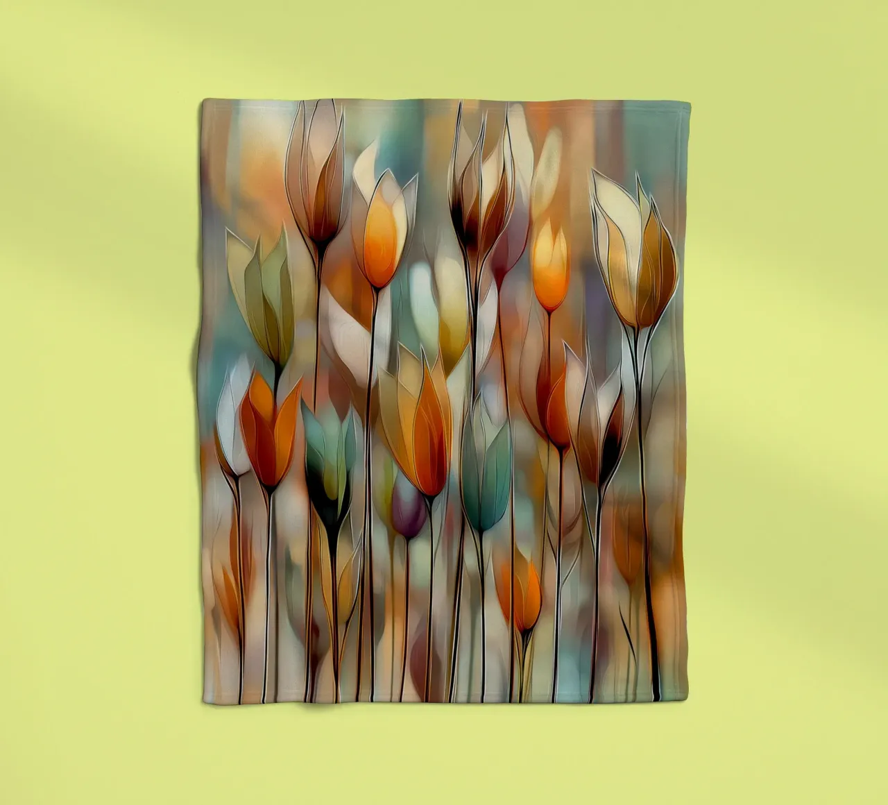 Flowers abstract fleece blanket by Pictura