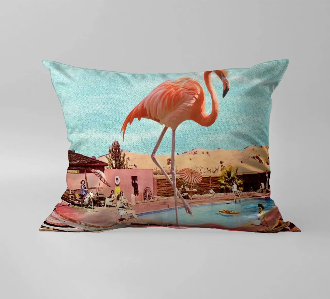 Flamingo on Holiday cuscino da MsGonzalez
