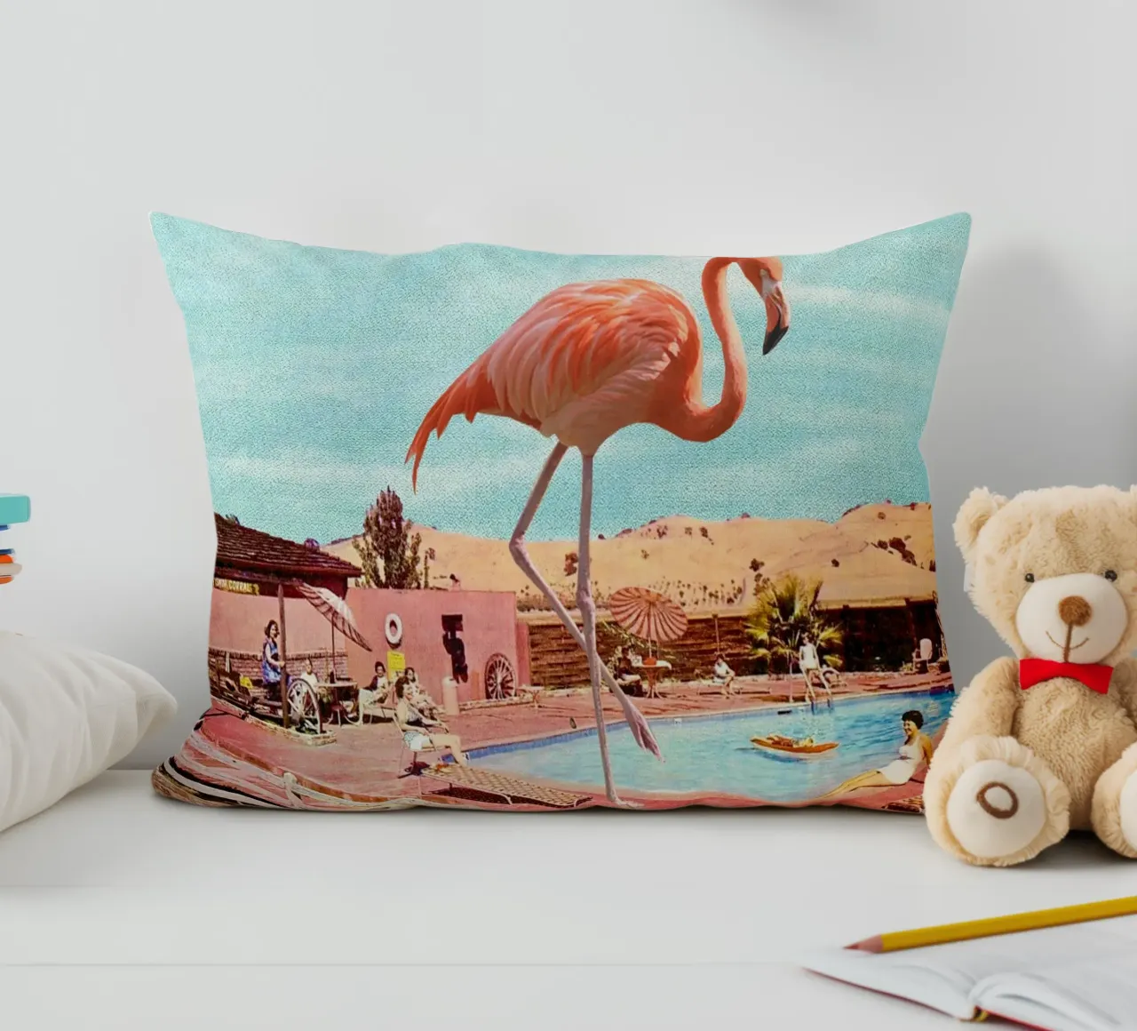 Flamingo on Holiday cuscino da MsGonzalez