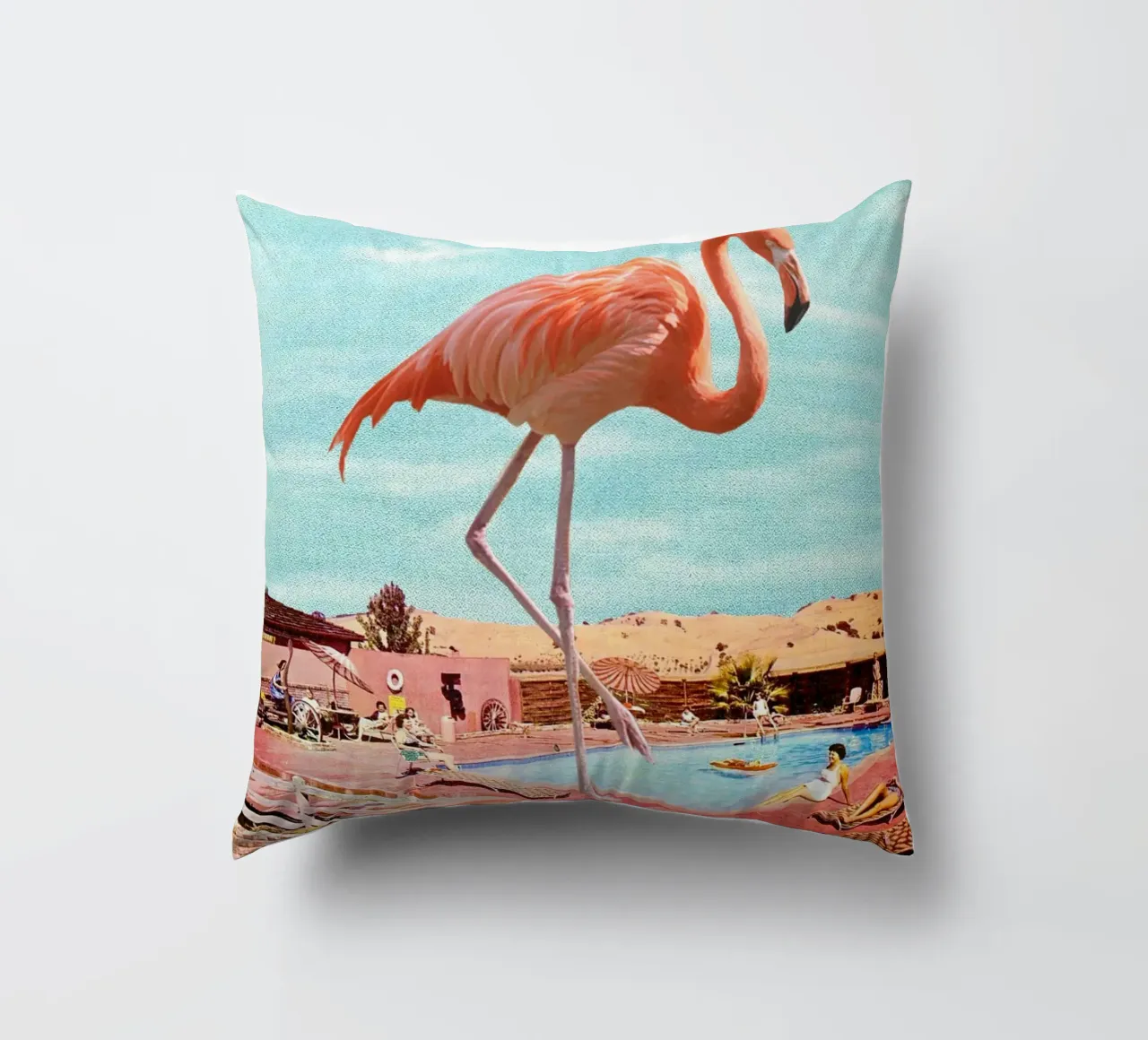 Flamingo on Holiday cuscino da MsGonzalez