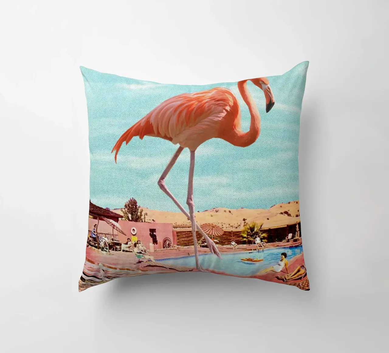 Flamingo on Holiday cuscino da MsGonzalez