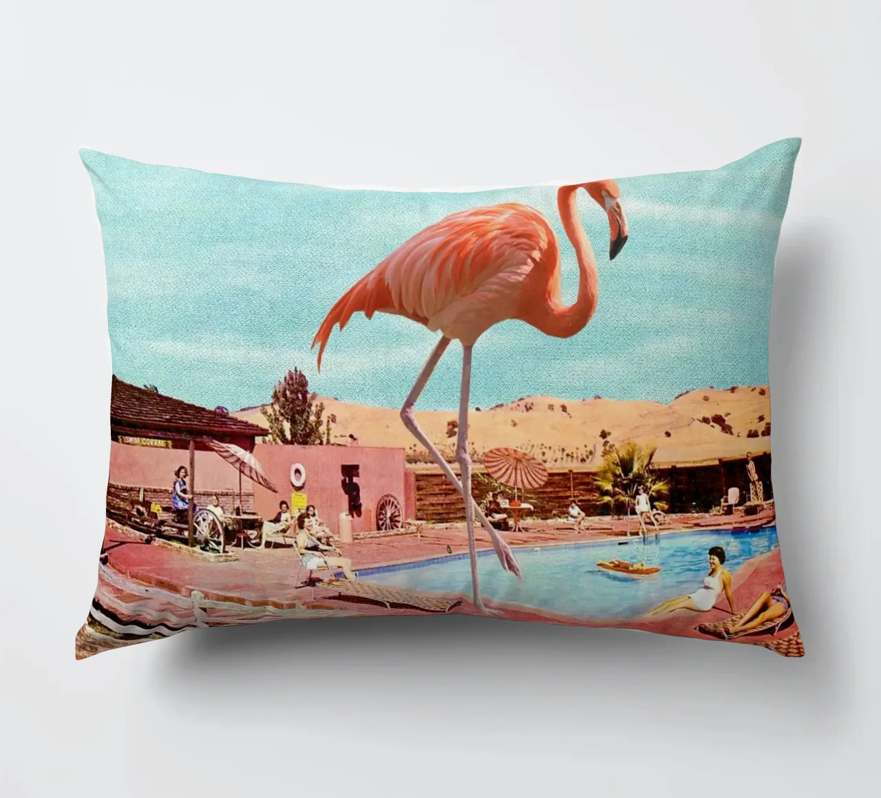 Flamingo on Holiday cuscino da MsGonzalez