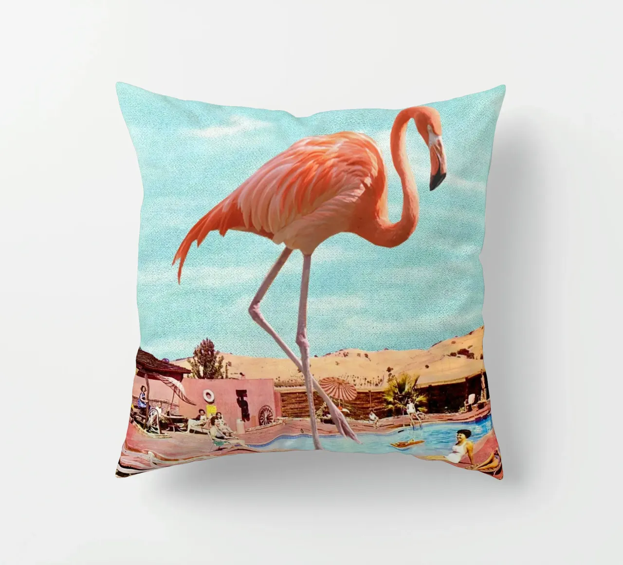 Flamingo on Holiday cuscino da MsGonzalez