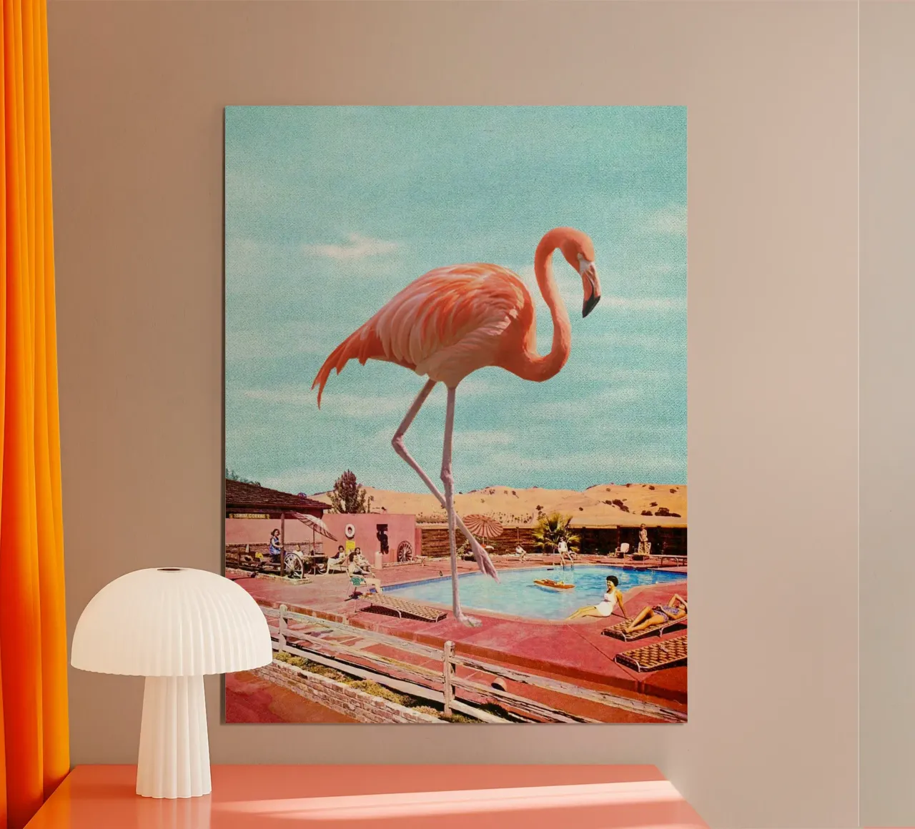 Flamingo on Holiday poster con telaio in alluminio da MsGonzalez