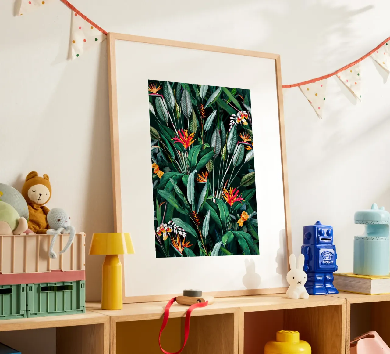 Midnight Garden V poster con telaio in legno da burcukorkmazyurek