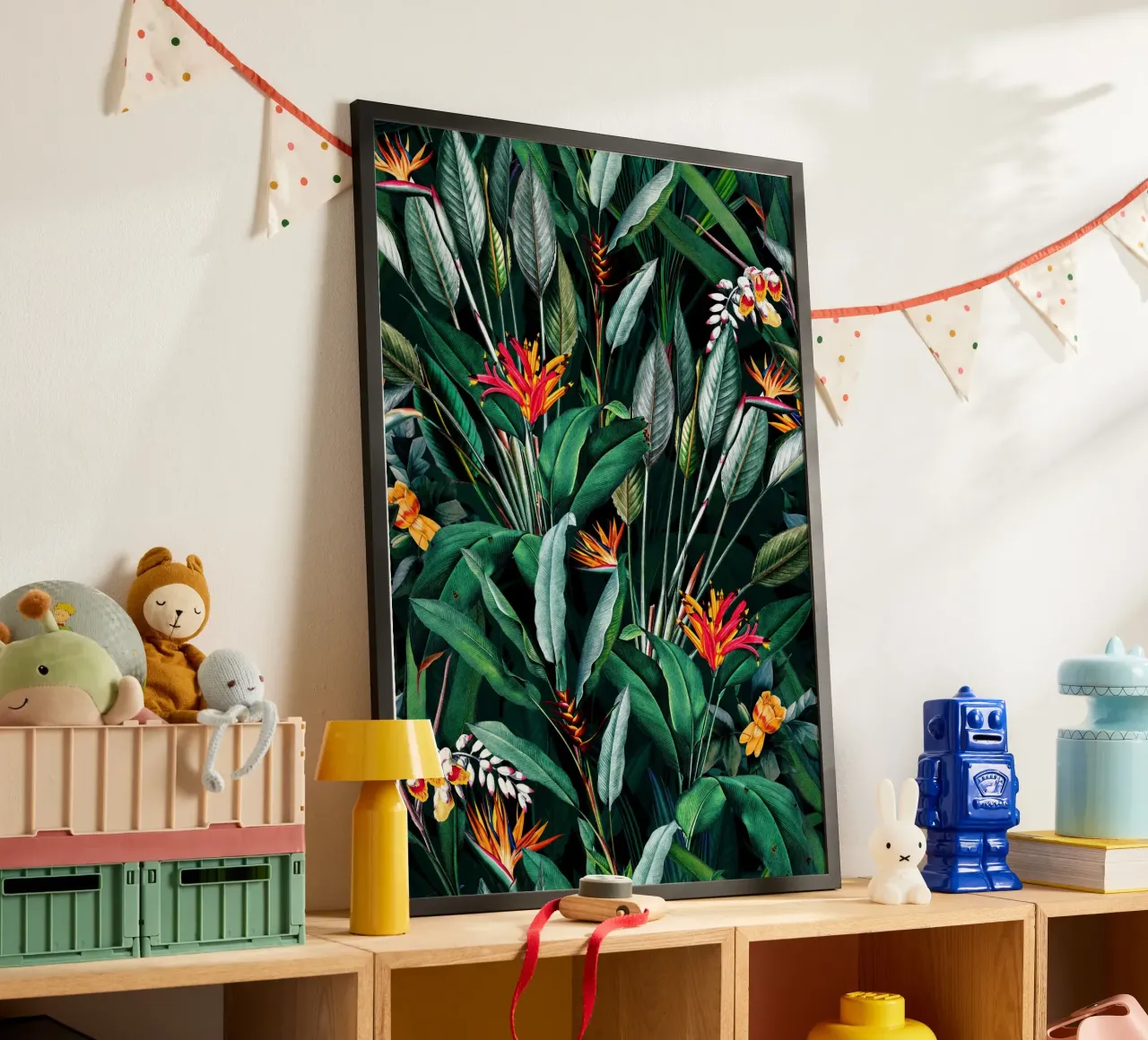 Midnight Garden V poster con telaio in legno da burcukorkmazyurek