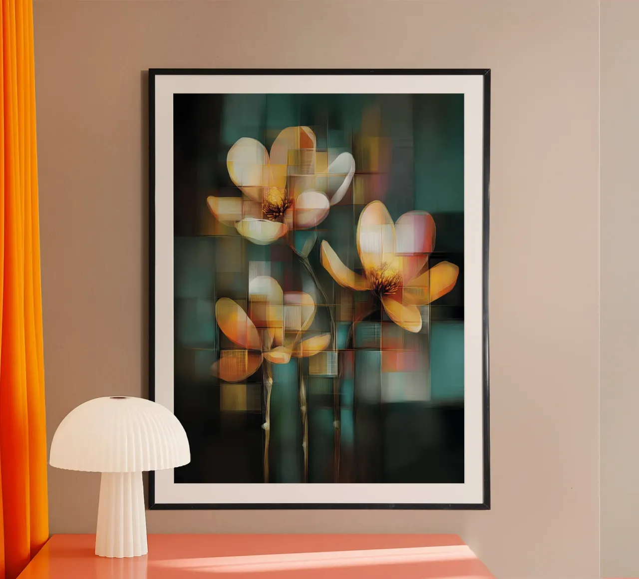 Fiori astratti poster con telaio in plastica da Pictura